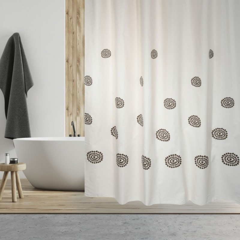 spirella Rideau de douche Coton & Polyester TRIBAL 180x200cm QUALITà PREMIUM Beige & Marron - Anneaux inclus MSV