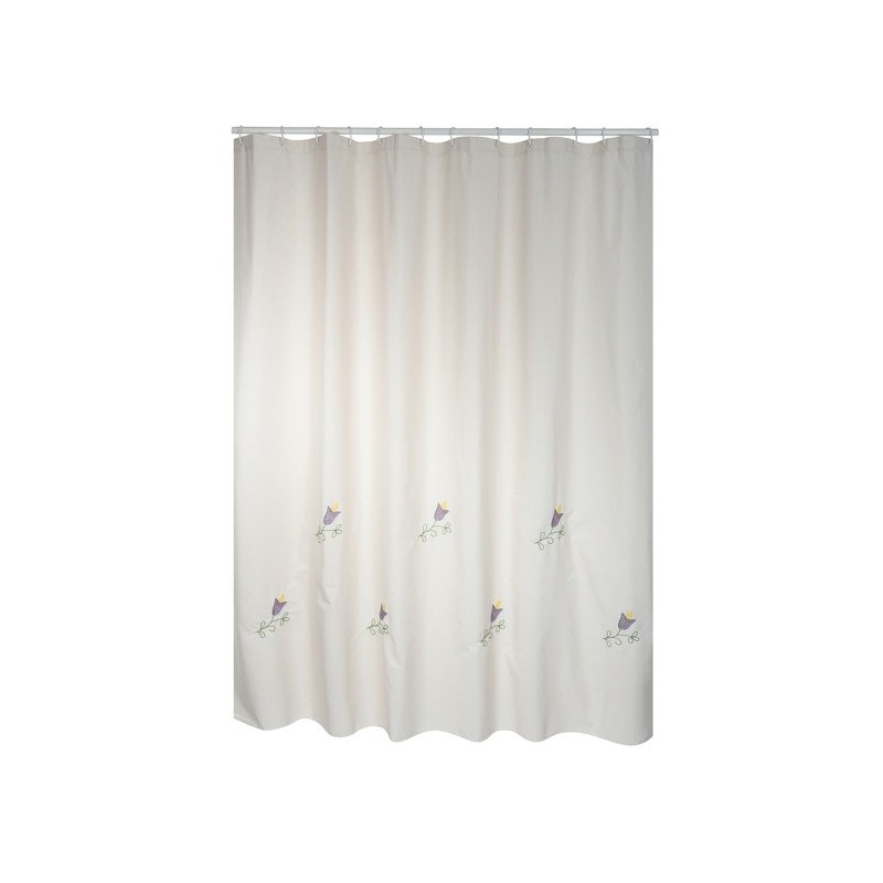Spirella Rideau De Douche Coton & Polyester TULIP 180x200cm QUALITE PREMIUM Beige - Anneaux Inclus MSV