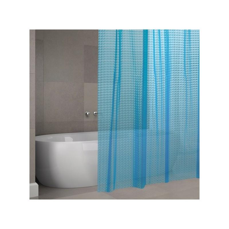 spirella Rideau de douche EVA 3D 180x200cm QUALITà PREMIUM Bleu - Anneaux inclus MSV