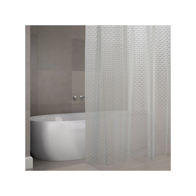 spirella Rideau de douche EVA BOMBAY 180x200cm QUALITà PREMIUM Transparent - Anneaux inclus MSV