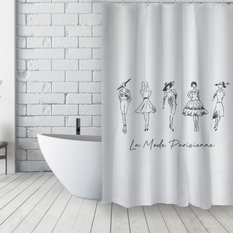 spirella Rideau de douche Français Polyester 180x200cm DEMOISELLES Noir & Blanc MSV