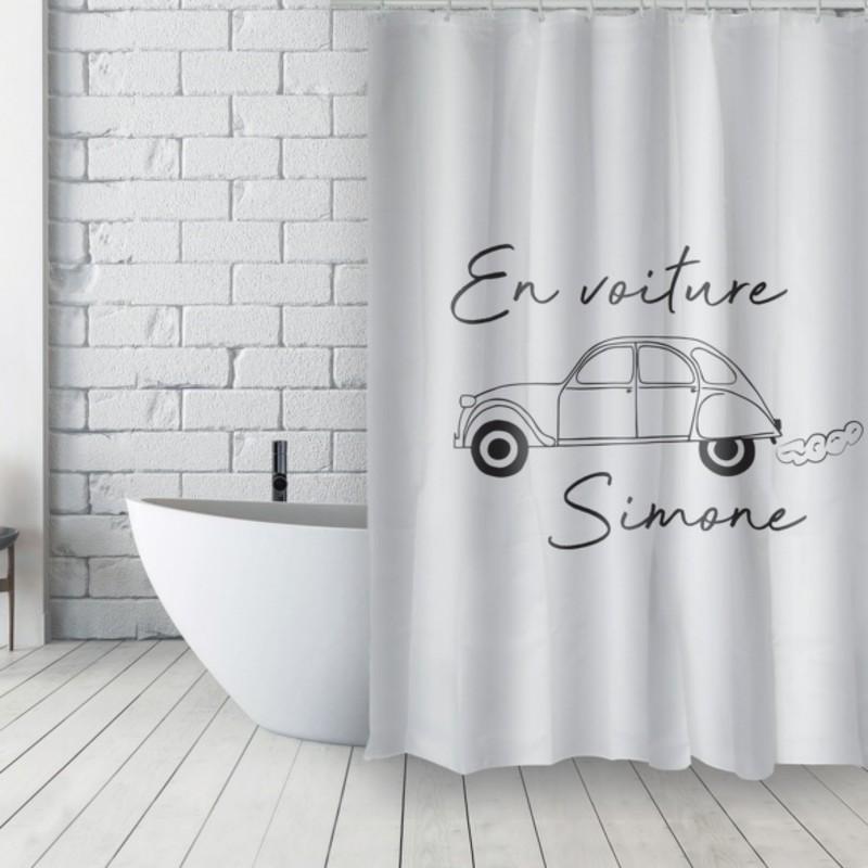 spirella Rideau de douche Français Polyester 180x200cm DEUDEUCHE Noir & Blanc MSV
