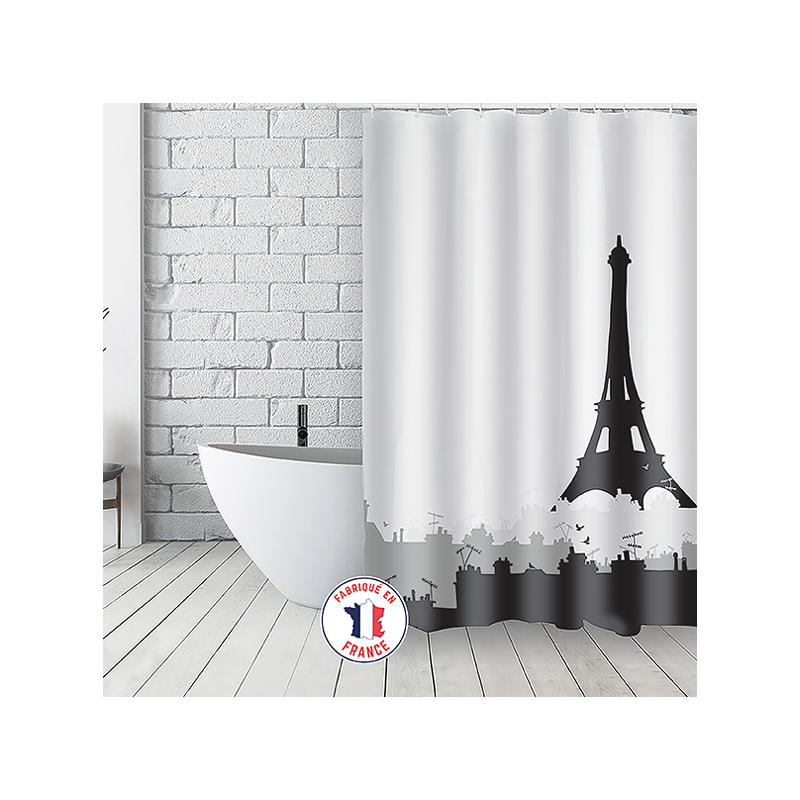 Spirella Rideau De Douche Français Polyester 180x200cm TOITS PARISIENS Noir & Blanc MSV