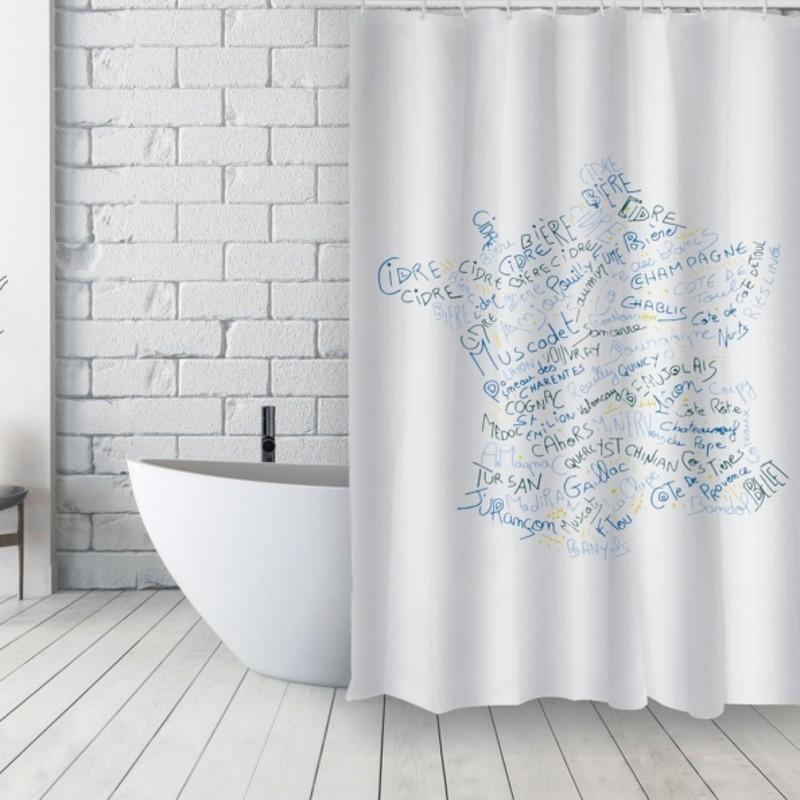 spirella Rideau de douche Français Polyester 180x200cm VITIS Bleu & Blanc MSV