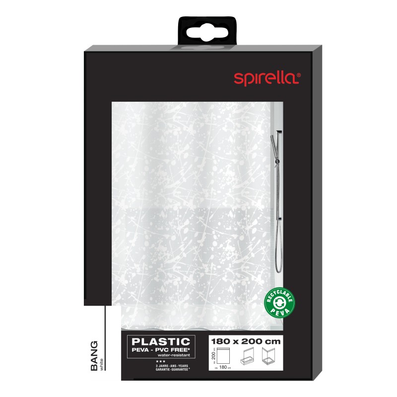 Spirella Rideau De Douche PEVA BANG 180x200cm Blanc Spirella