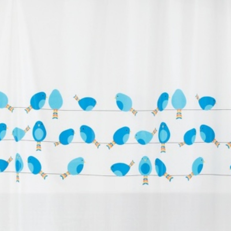 Spirella Rideau De Douche PEVA BIRDY 180x200cm Bleu & Blanc Spirella
