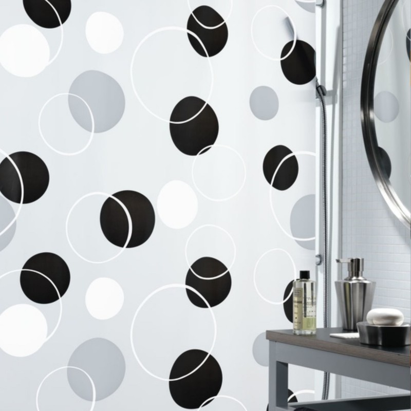 spirella Rideau de douche PEVA BUBBLE 180x200cm Noir & Gris Spirella