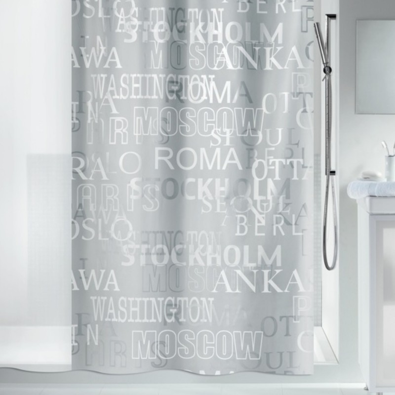 spirella Rideau de douche PEVA CITIES 180x200cm Argent Spirella
