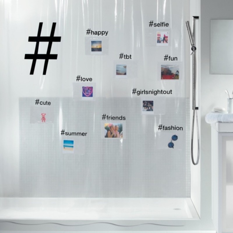 spirella Rideau de douche PEVA HASHTAG 180x200cm Transparent Spirella