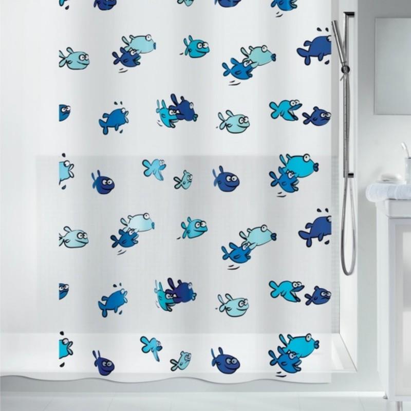 spirella Rideau de douche PEVA HUGO 180x200cm Bleu & Blanc Spirella