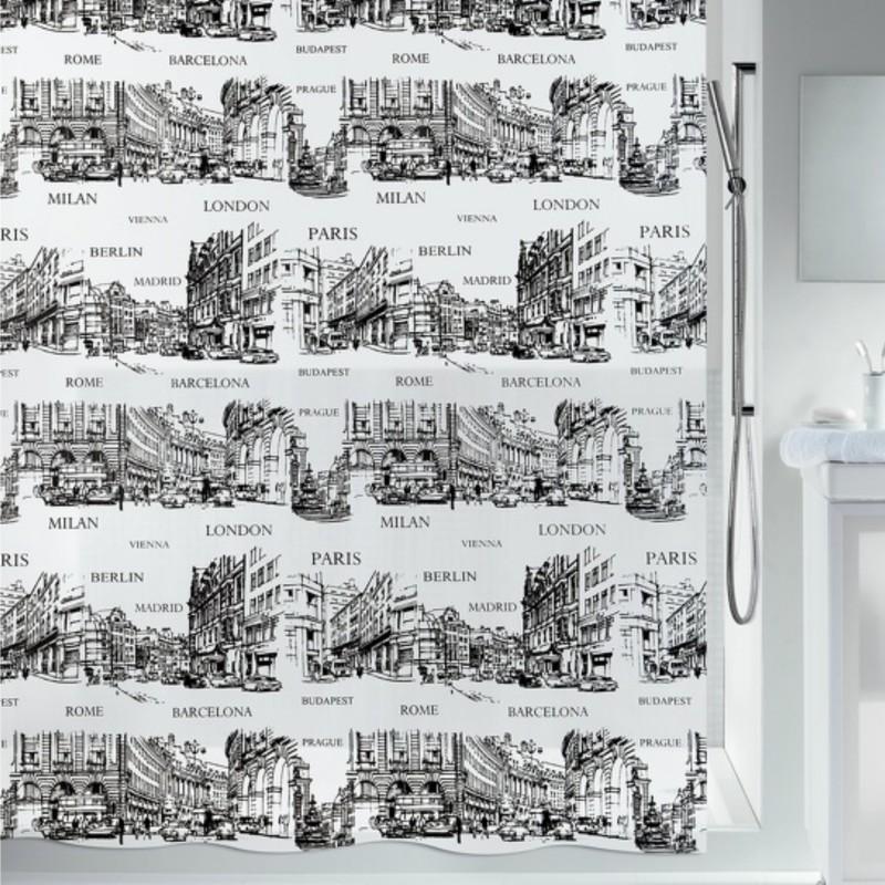 spirella Rideau de douche PEVA PLACES 180x200cm Noir & Blanc Spirella
