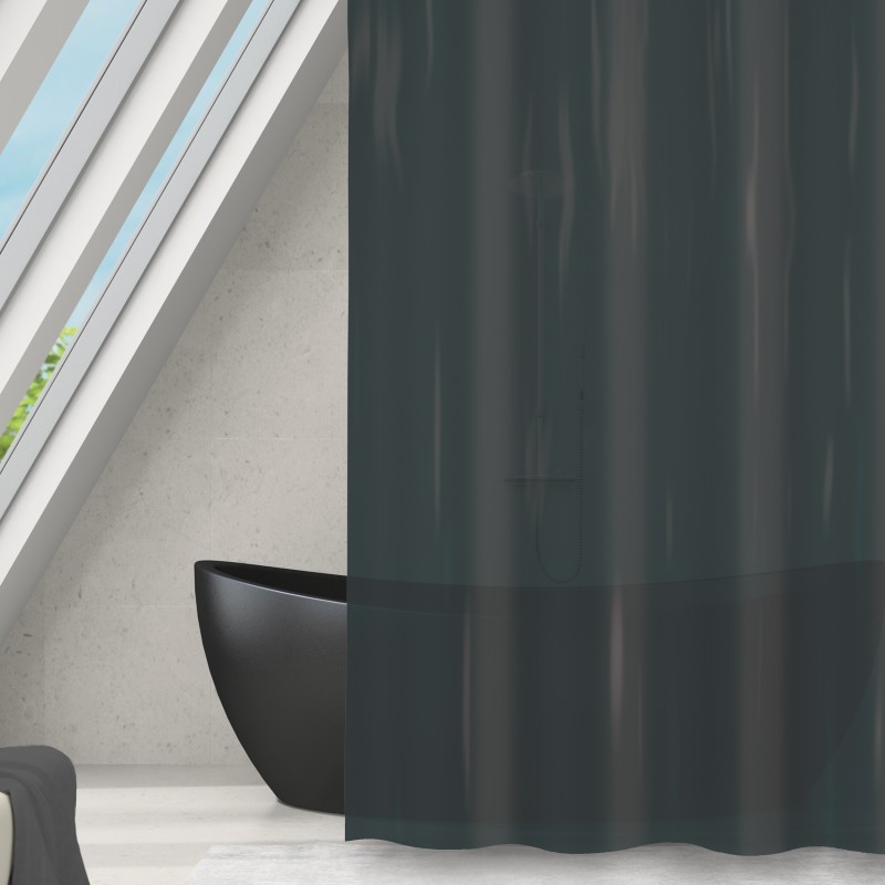 spirella Rideau de douche PEVA ROMANA 180x200cm Noir transparent MSV