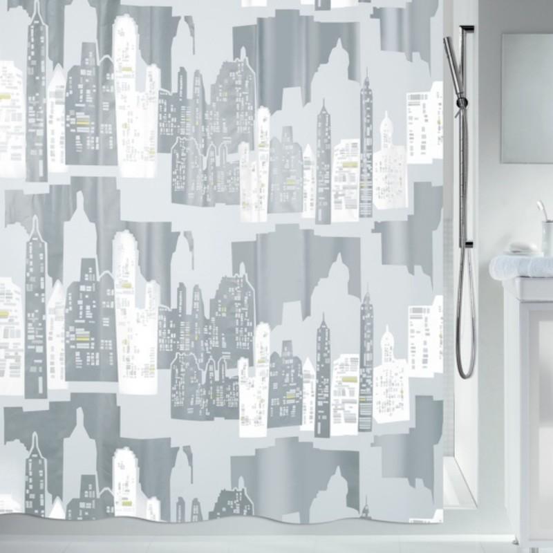 spirella Rideau de douche PEVA SKYLINE 180x200cm Argent Spirella