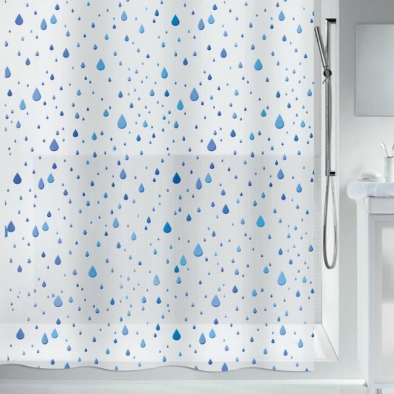 spirella Rideau de douche PEVA WATERDROP 180x200cm Bleu & Blanc Spirella