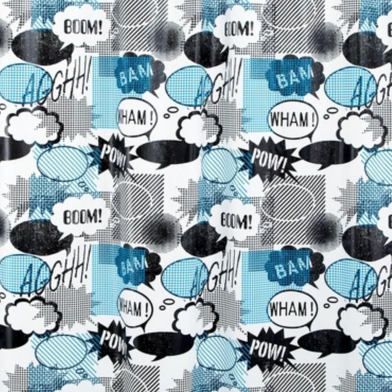 Spirella Rideau De Douche PEVA WOW 180x200cm Bleu & Noir Spirella