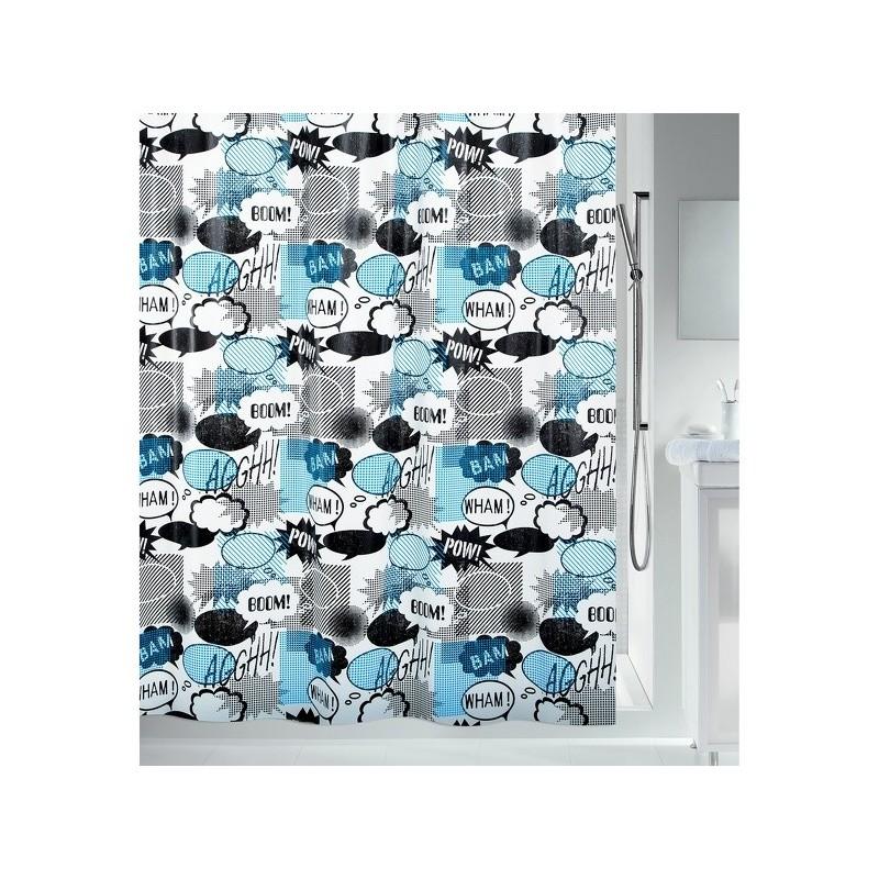 spirella Rideau de douche PEVA WOW 180x200cm Bleu & Noir Spirella