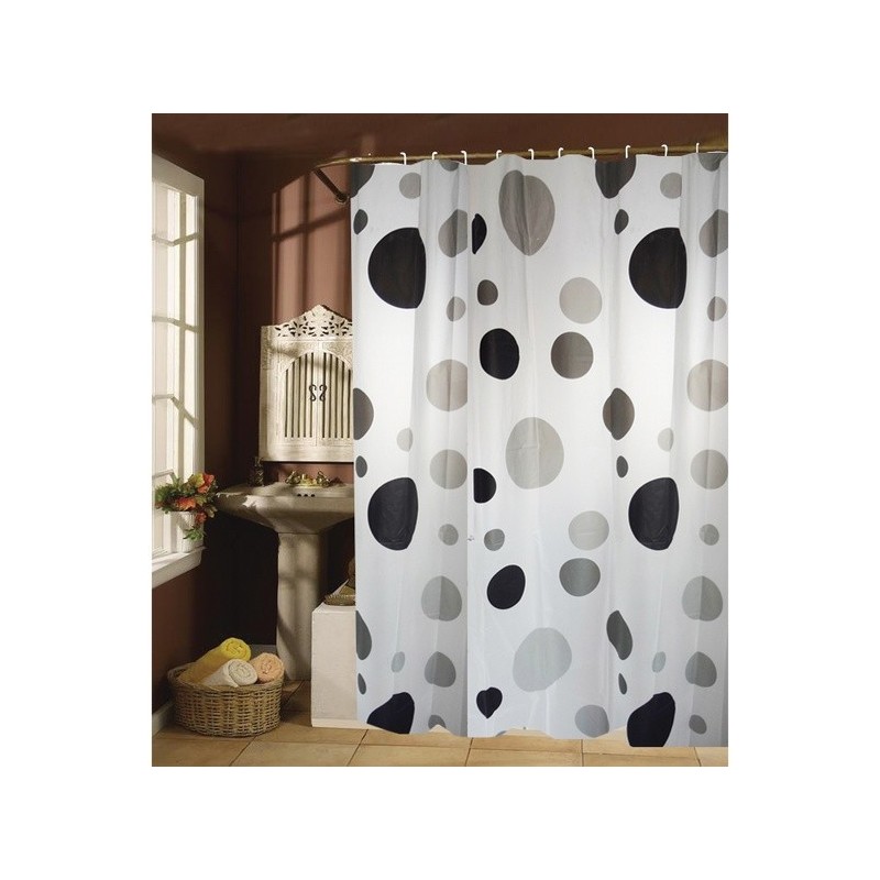 spirella Rideau de douche Plastique PVA 180x200cm Noir & Blanc - Anneaux inclus MSV