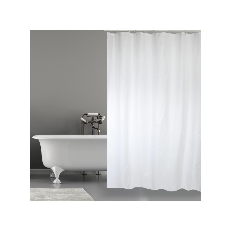 spirella Rideau de douche Polyester 180x200cm Blanc - Anneaux inclus MSV