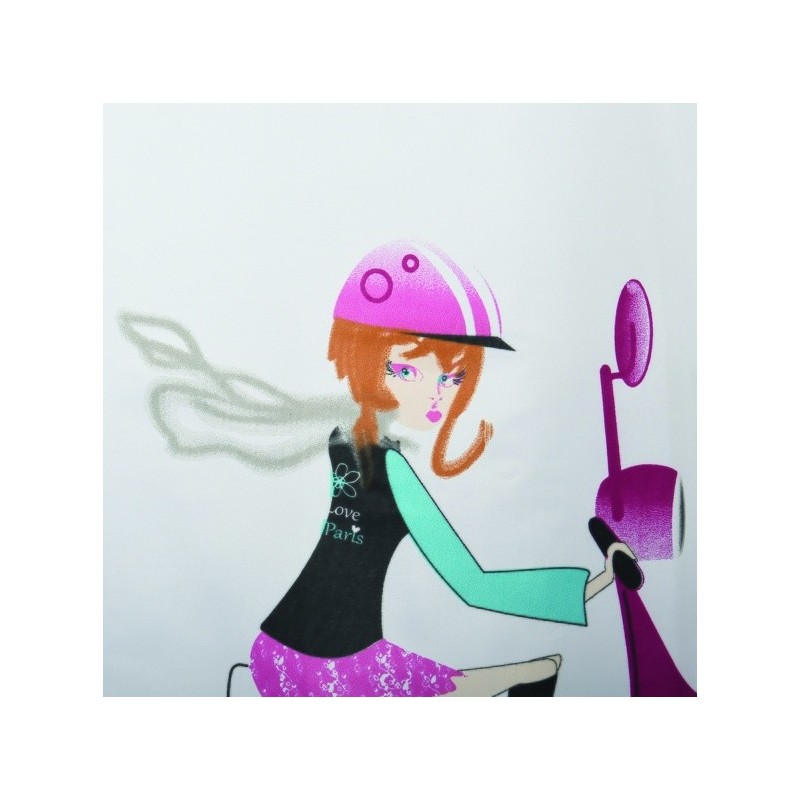 Spirella Rideau De Douche Polyester 180x200cm Jane Multicolor - Anneaux Inclus MSV