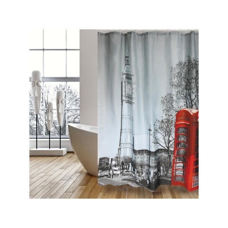spirella Rideau de douche Polyester 180x200cm Londres - Anneaux inclus MSV
