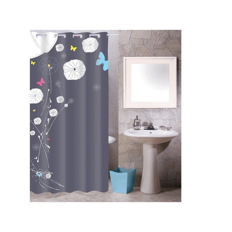 spirella Rideau de douche Polyester 180x200cm Motif Butterflies Multicolor - Anneaux inclus MSV