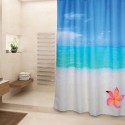 Spirella Rideau De Douche Polyester 180x200cm Motif Paradise Bleu & Blanc -Anneaux Inclus MSV