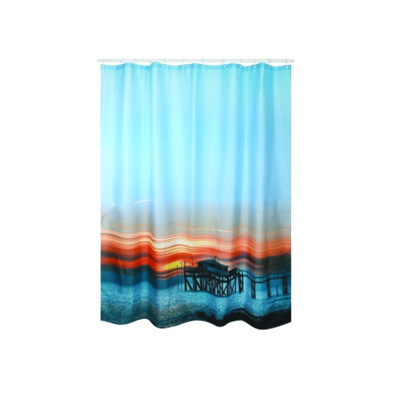 Spirella Rideau De Douche Polyester 180x200cm Motif Sunset - Anneaux Inclus MSV