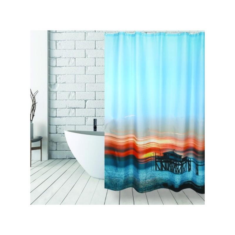 spirella Rideau de douche Polyester 180x200cm Motif Sunset - Anneaux inclus MSV