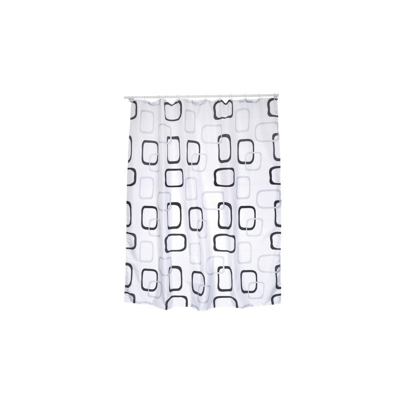 Spirella Rideau De Douche Polyester 180x200cm Motifs Gris & Blanc - Anneaux Inclus MSV