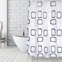 Spirella Rideau De Douche Polyester 180x200cm Motifs Gris & Blanc - Anneaux Inclus MSV