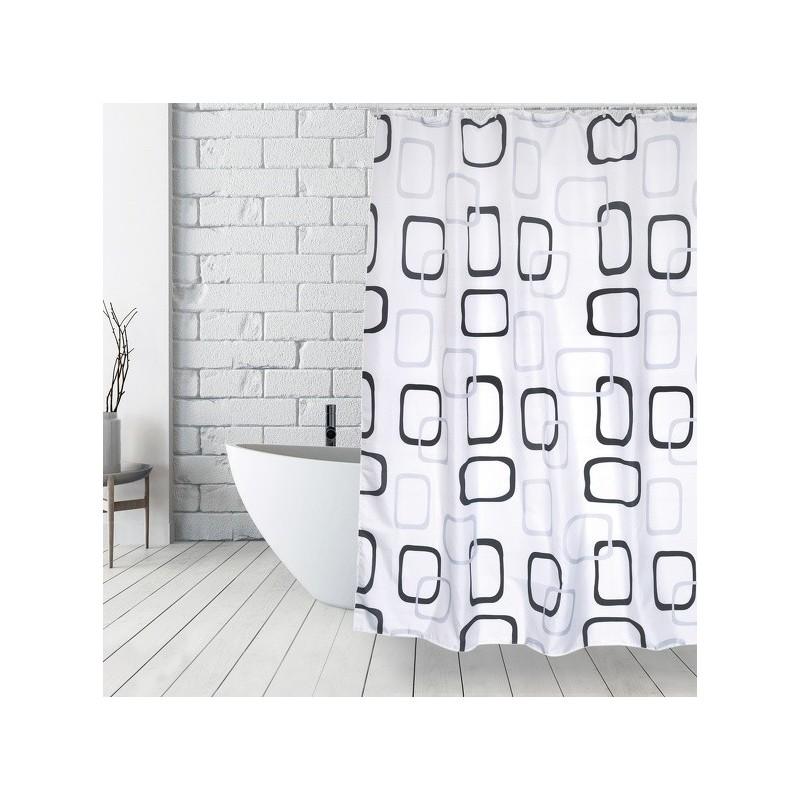 spirella Rideau de douche Polyester 180x200cm Motifs Gris & Blanc - Anneaux inclus MSV