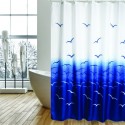 Spirella Rideau De Douche Polyester 180x200cm Mouettes Bleu & Blanc - Anneaux Inclus MSV
