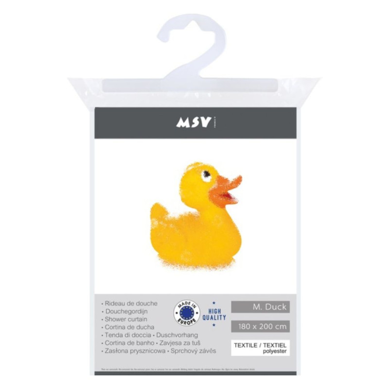 Spirella Rideau De Douche Polyester 180x200cm Mr DUCK - Anneaux Inclus MSV