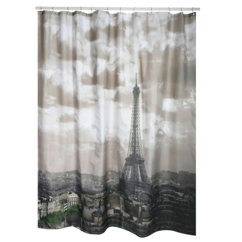 Spirella Rideau De Douche Polyester 180x200cm Paris - Anneaux Inclus MSV