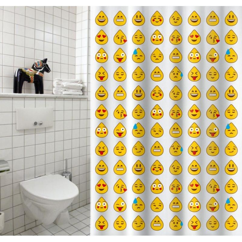 spirella Rideau de douche Polyester 180x200cm Smiley - Anneaux inclus MSV