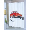 Spirella Rideau De Douche Polyester 2 CV 180x200cm Rouge & Blanc - Anneaux Inclus MSV