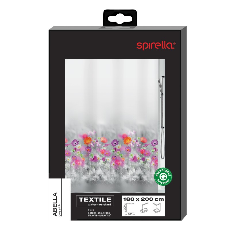 Spirella Rideau De Douche Polyester ABELLA 180x200cm Motif Fleuri Spirella