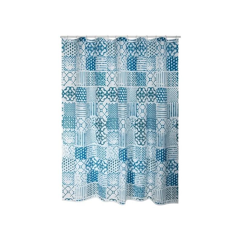 Spirella Rideau De Douche Polyester ALENTEJO 180x200cm QUALITà PREMIUM Bleu -Anneaux Inclus MSV