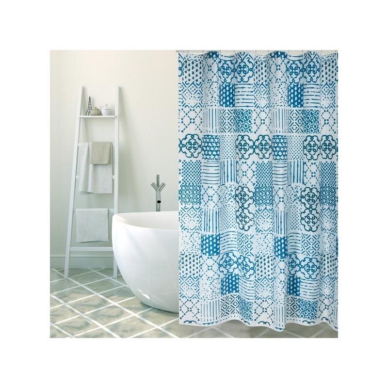 spirella Rideau de douche Polyester ALENTEJO 180x200cm QUALITà PREMIUM Bleu -Anneaux inclus MSV