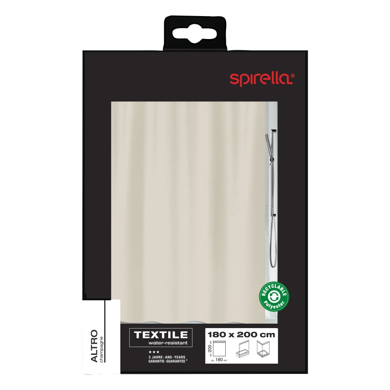 Spirella Rideau De Douche Polyester ALTRO 180x200cm Beige Spirella