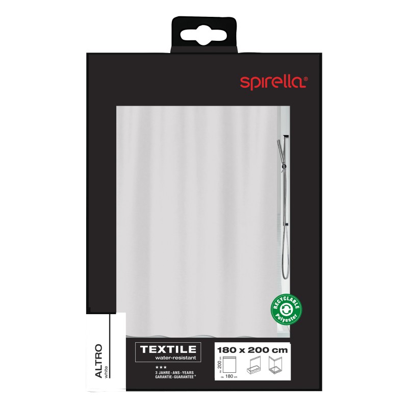 Spirella Rideau De Douche Polyester ALTRO 180x200cm Blanc Spirella
