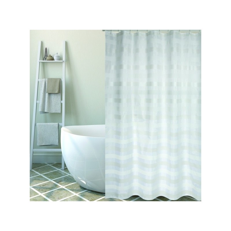 spirella Rideau de douche Polyester AMALFI 180x200cm QUALITà PREMIUM Blanc - Anneaux inclus MSV