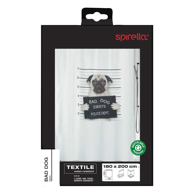 Spirella Rideau De Douche Polyester BAD DOG 180x200cm Spirella