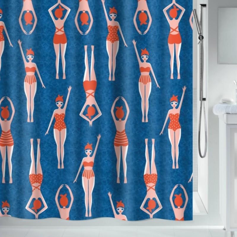 spirella Rideau de douche Polyester BAIGNEUSES 180x180cm Bleu Spirella