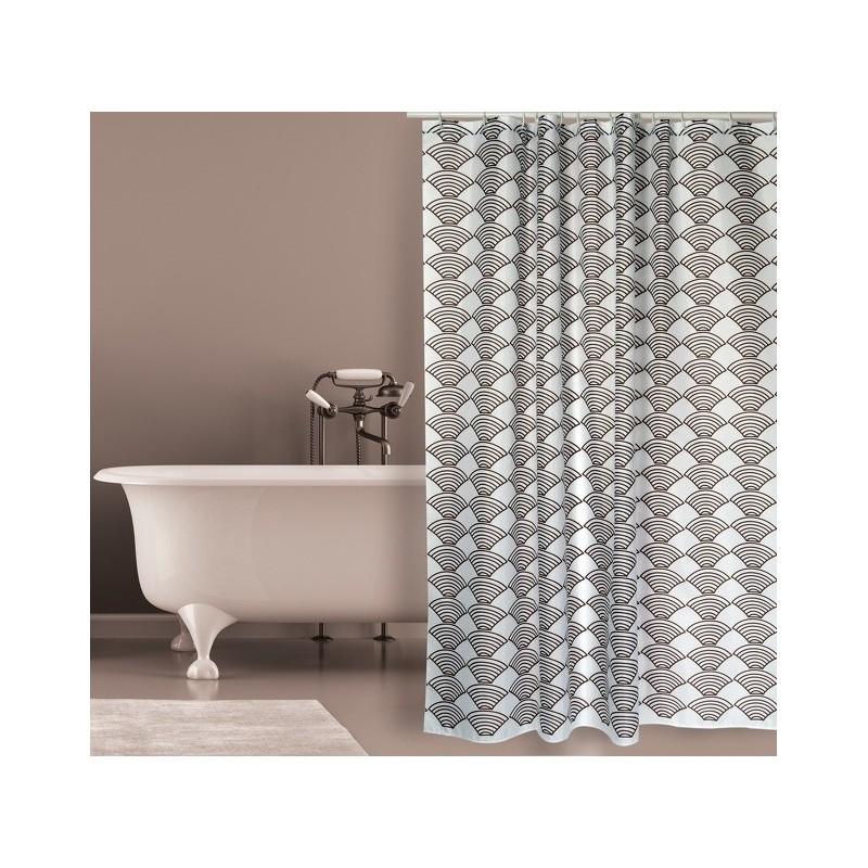 spirella Rideau de douche Polyester BENTO 180x200cm QUALITà PREMIUM Marron - Anneaux inclus MSV
