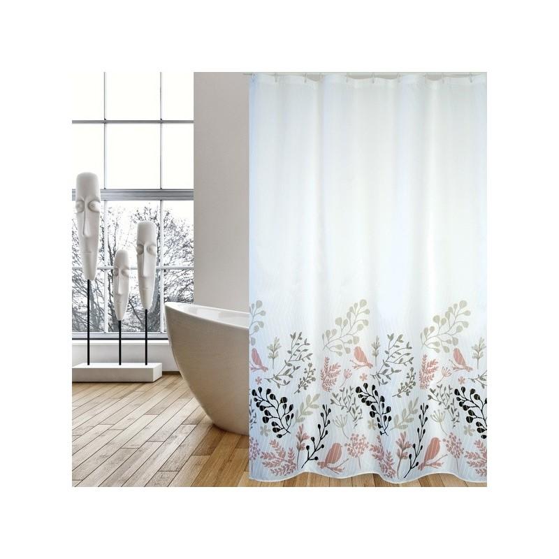 spirella Rideau de douche Polyester BIRDS 180x200cm QUALITà PREMIUM Motifs Beige & Blanc - Anneaux inclus MSV