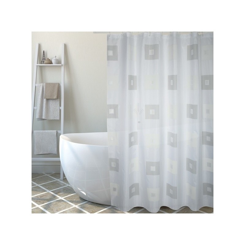 spirella Rideau de douche Polyester BLOCK 180x200cm QUALITà PREMIUM Gris - Anneaux inclus MSV