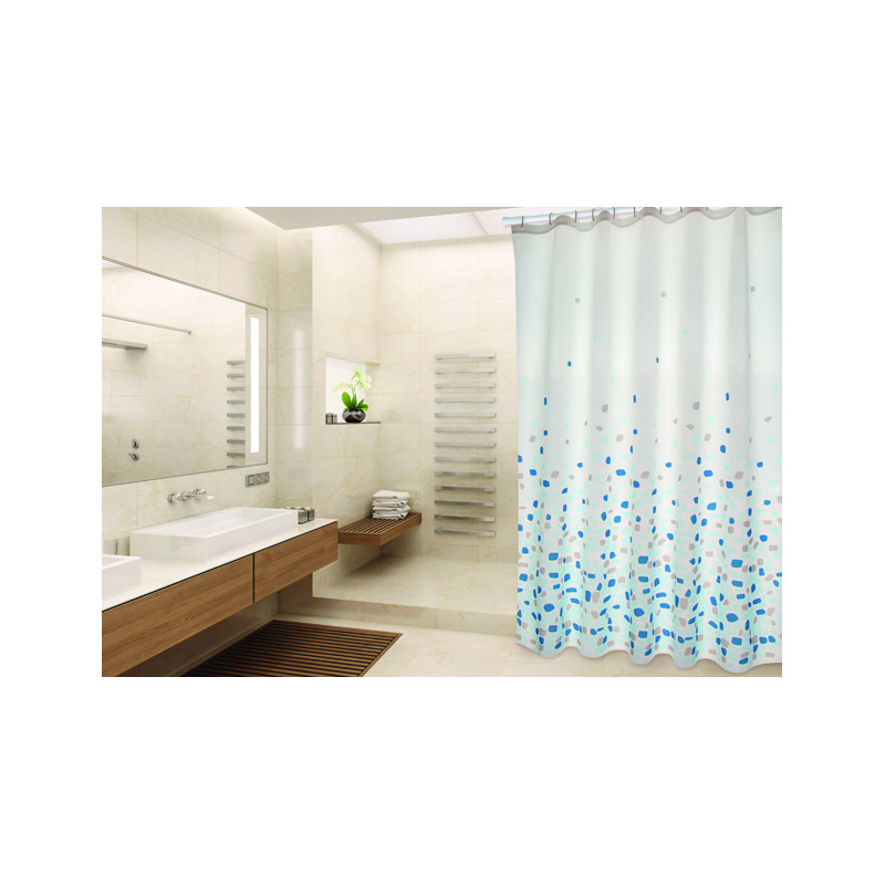 spirella Rideau de douche Polyester BREST 180x200cm QUALITà PREMIUM Bleu - Anneaux inclus MSV