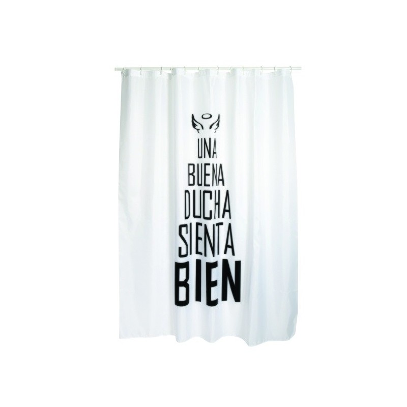 Spirella Rideau De Douche Polyester BUENA DUCHA 180x200cm QUALITE PREMIUM Noir & Blanc - Anneaux Inclus MSV