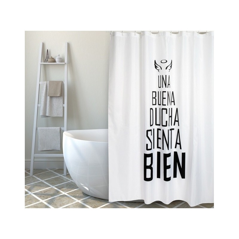 spirella Rideau de douche Polyester BUENA DUCHA 180x200cm QUALITE PREMIUM Noir & Blanc - Anneaux inclus MSV